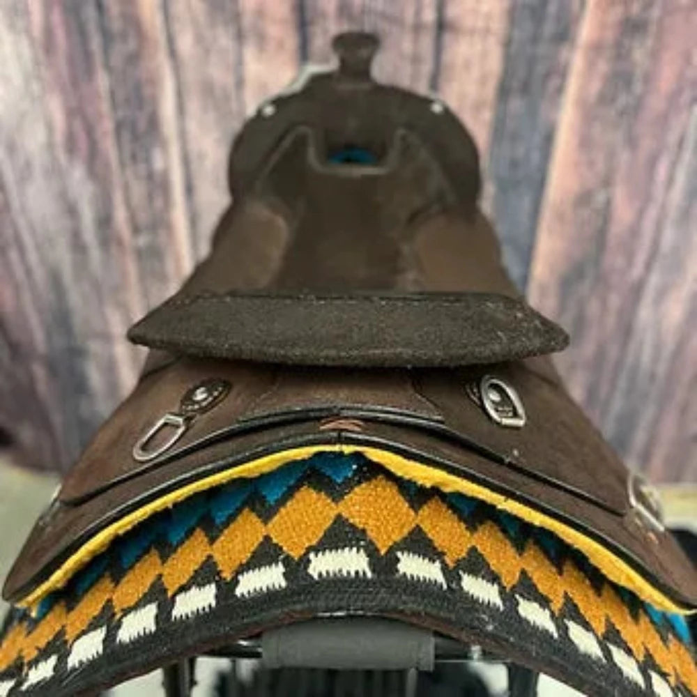 16" Circle Y Roughout Trainer Saddle w Chocolate Suede Roughout Seat
