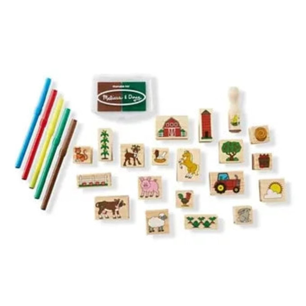 Melissa & Doug STAMP-A-SCENE FARM w/ 20 Stamps Colored pencils Stamp pad