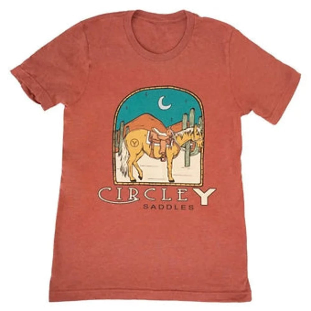 Women's Circle Y Saddles Western Horse Cactus Scene Shirt