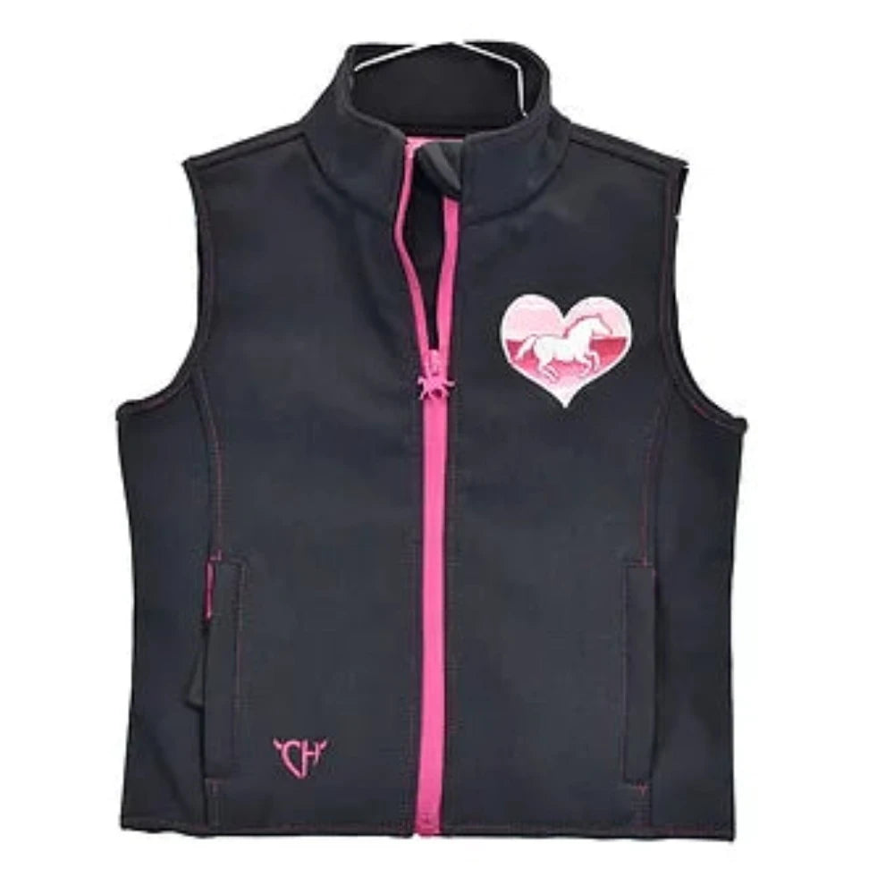 TODDLER GIRLS' SERAPE HEART HORSE GRAPHIC SOFTSHELL VEST