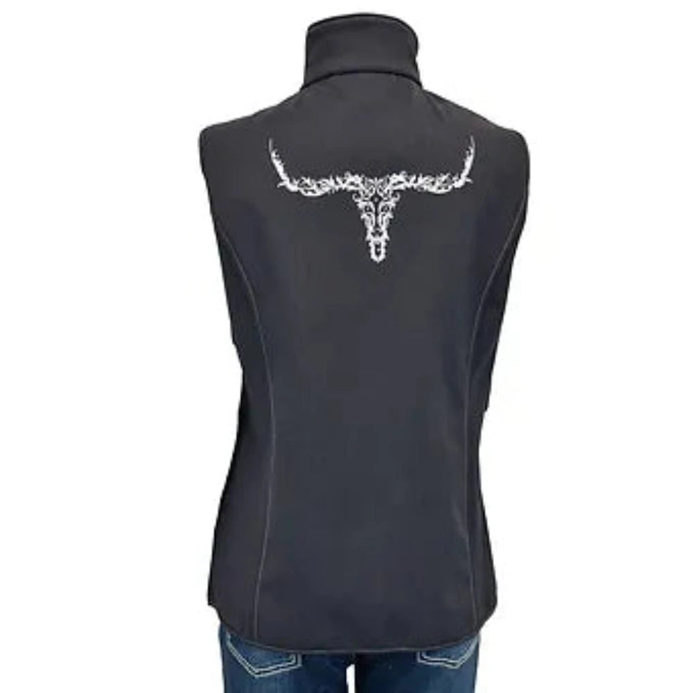 Women's Cowgirl Hardware Embroidered Skull Softshell Vest