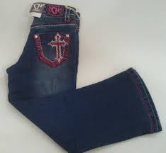Cowgirl Hardware Youth Girl's Bootcut Jean w/ Pink Cross & Zebra Print