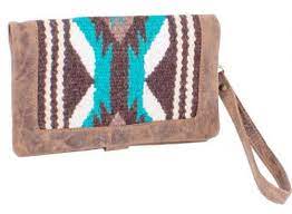 Genuine Leather Teal & Brown Saddle Blanket Wallet