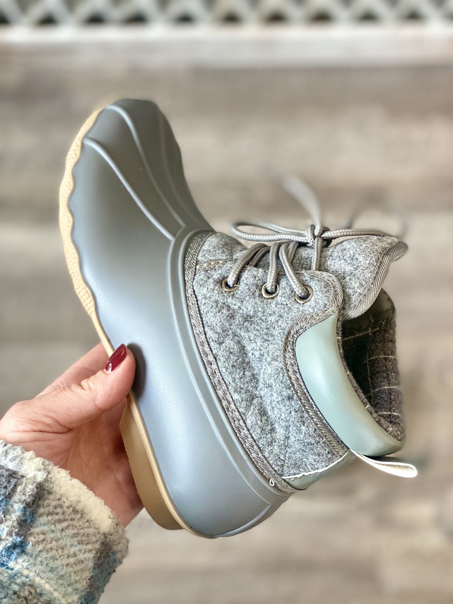 Gypsy Jazz Gray Quack Lace Up Duck Boots