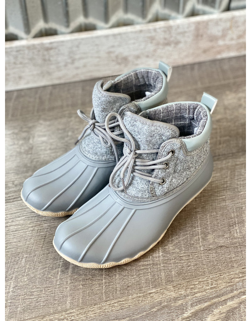 Gypsy Jazz Gray Quack Lace Up Duck Boots