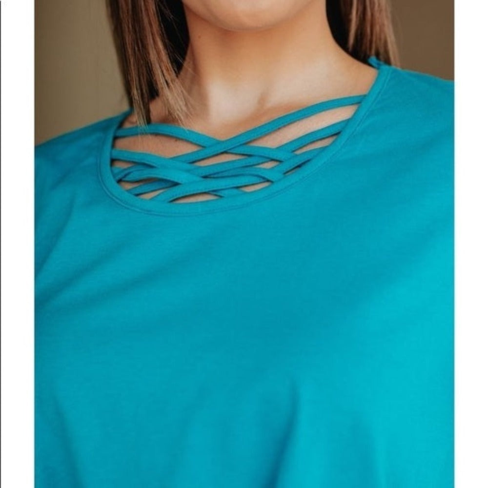 Women's Lucky & Blessed Jade Shirt w/ Caged neck
