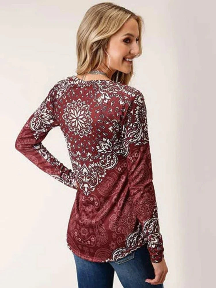 SALE Women's Roper Burgundy Sweater Jersey Top Shirt
