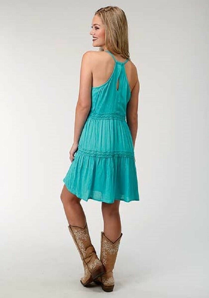 Women's Roper Turquoise Sleeveless Rayon Sun Dress