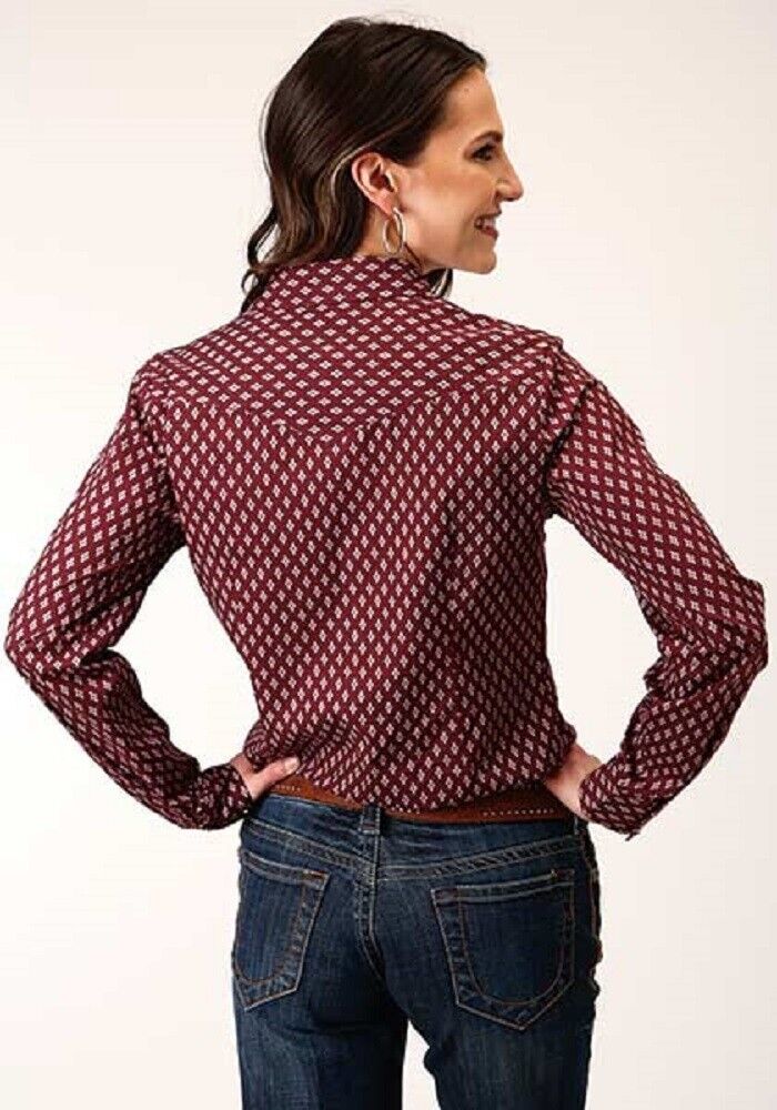 Women's Roper WINE OPEN V-NECK WESTERN SHIRT w/ Snaps