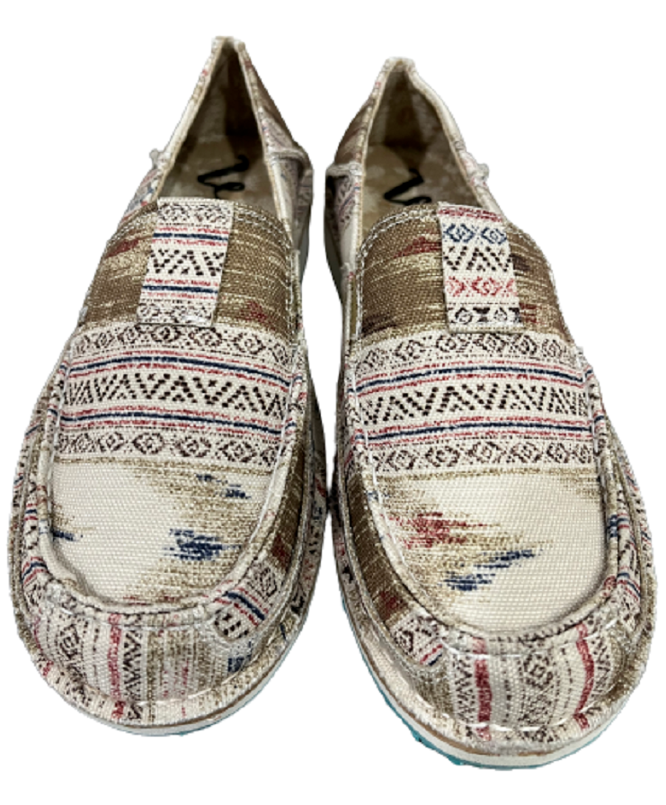 Women's Very G Beige Aztec design 'ANNIE' SLIP ON COMFORT SHOES