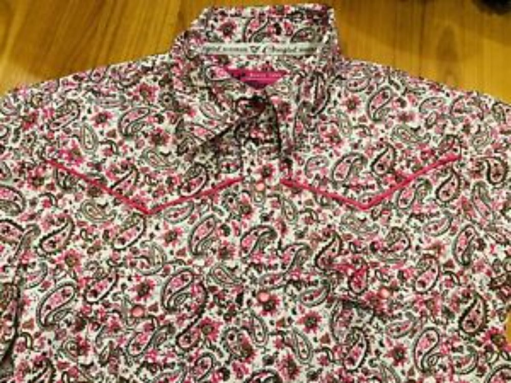 Cowgirl Hardware Youth girl's Pink/White/Brown Western Shirt