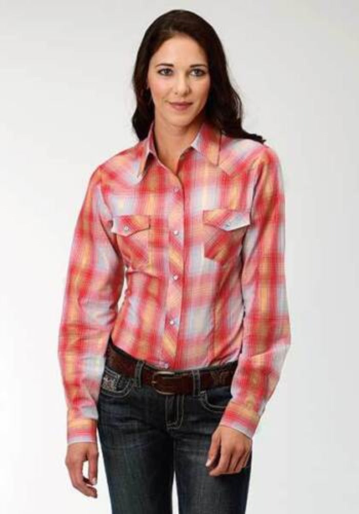 Roper Women's Red Gold White PLAID WESTERN SHIRT w/ Gold Tack N More Roper Women's Red Gold White PLAID WESTERN SHIRT w/ Gold Tack N More