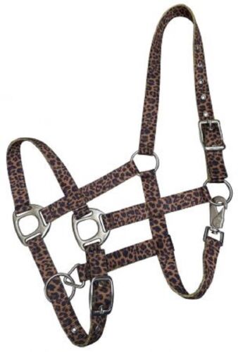 Adjustable Horse Size Cheetah Print Nylon Halter