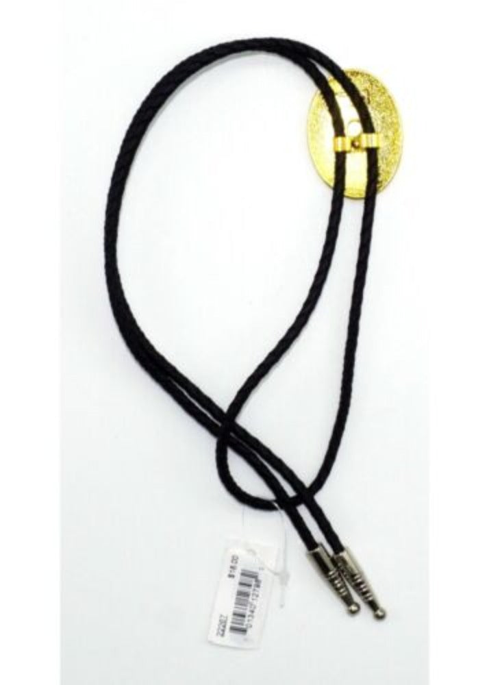 Double S Silver & Gold Scroll Bolo Tie w/ Oval Pendant