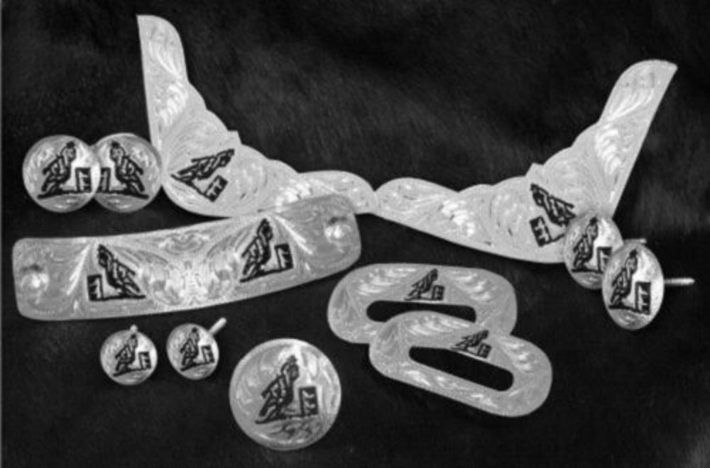12 Piece Engraved Silver Trim Saddle Kit Barrel Racer