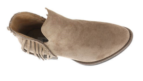 Very G Women's Trio Taupe with Fringe Round Toe Booties