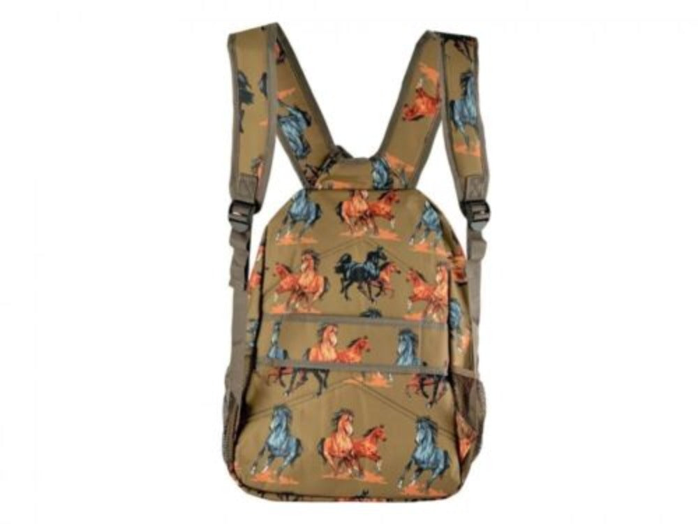 RUNNING HORSES BACKPACK Bag w/ Shoulder straps Bottle pockets