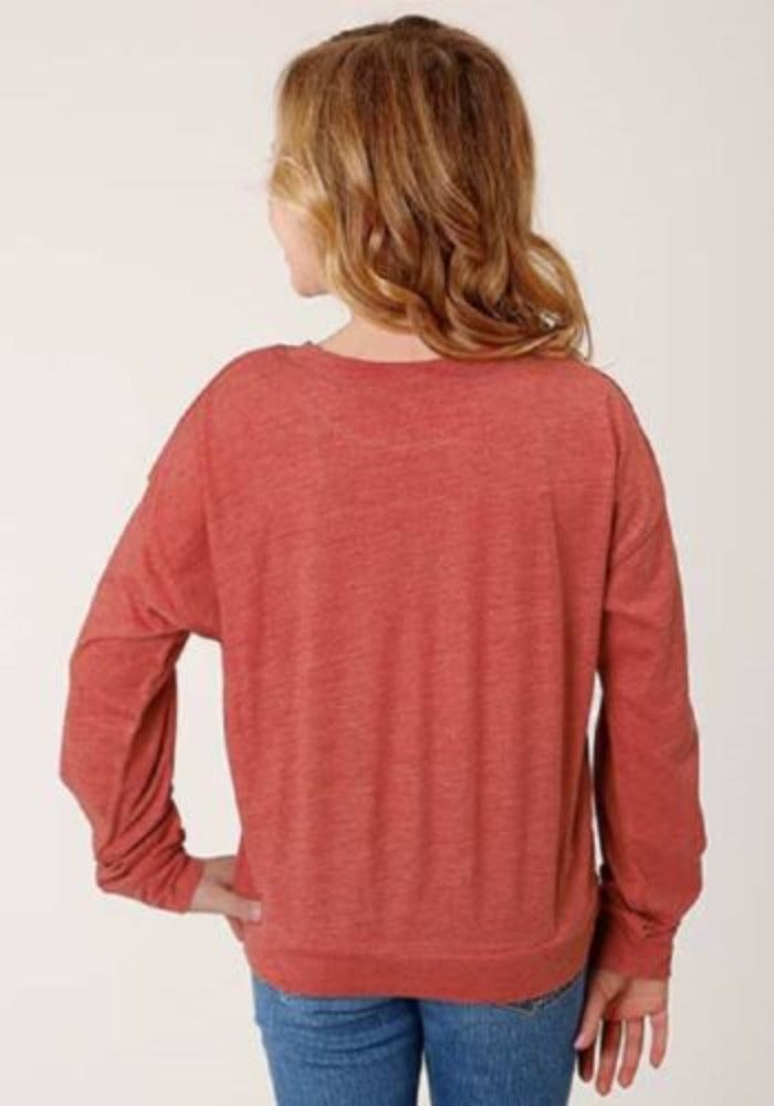 Youth girl's Roper Red 'THE' GOAT LONG SLEEVE SHIRT