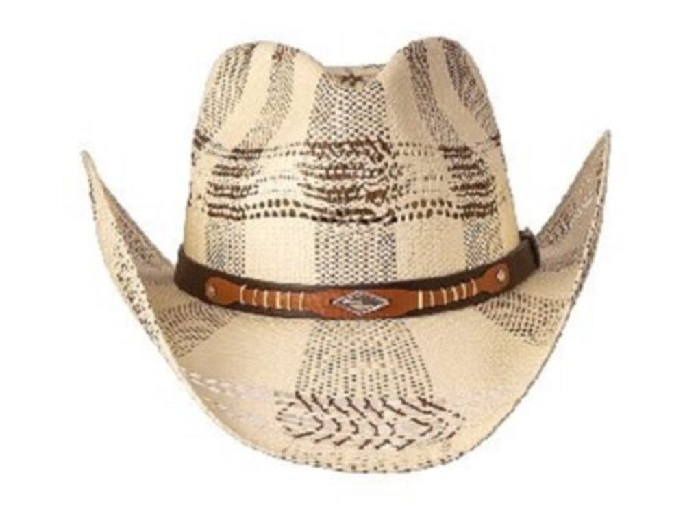 Brown & Ivory Diamond Concho Straw Cowboy Hat- S/M or L/XL