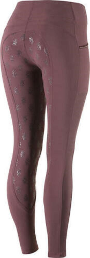 Women's Horze Purple 'Leah' Silicone Full Seat Tights