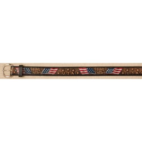 Western Express Brown leather STARS & STRIPES USA FLAG BELT