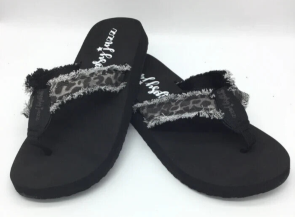 Women's Gypsy Jazz Grey Leopard Flip Flops