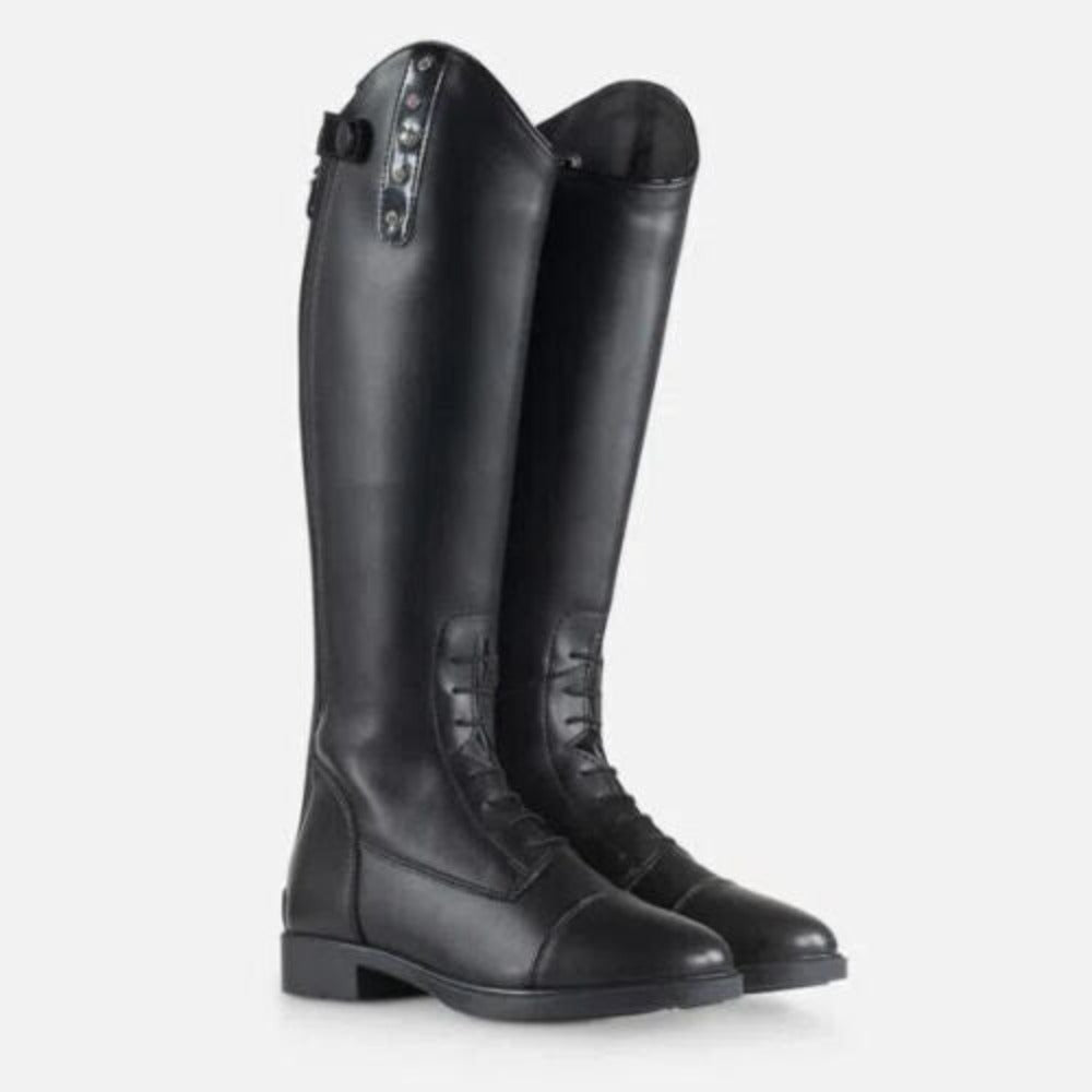 Horze Youth Black Milly Tall Field English Riding Horse Boots w/ Crystals