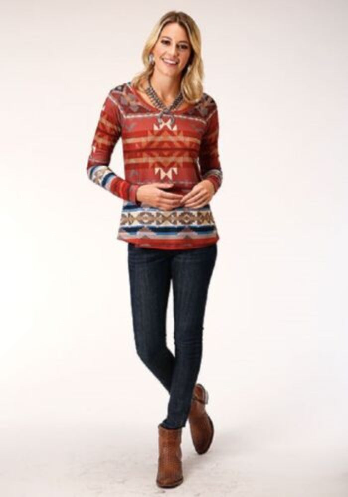 Women's Roper Long sleeve AZTEC DESIGN SWEATER JERSEY SHIRT