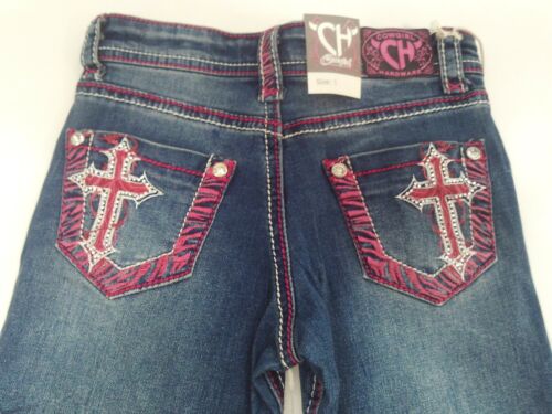 Cowgirl Hardware Youth Girl's Bootcut Jean w/ Pink Cross & Zebra Print