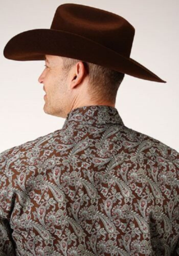 Men's Roper Brown & light blue PINE PAISLEY WESTERN SHIRT