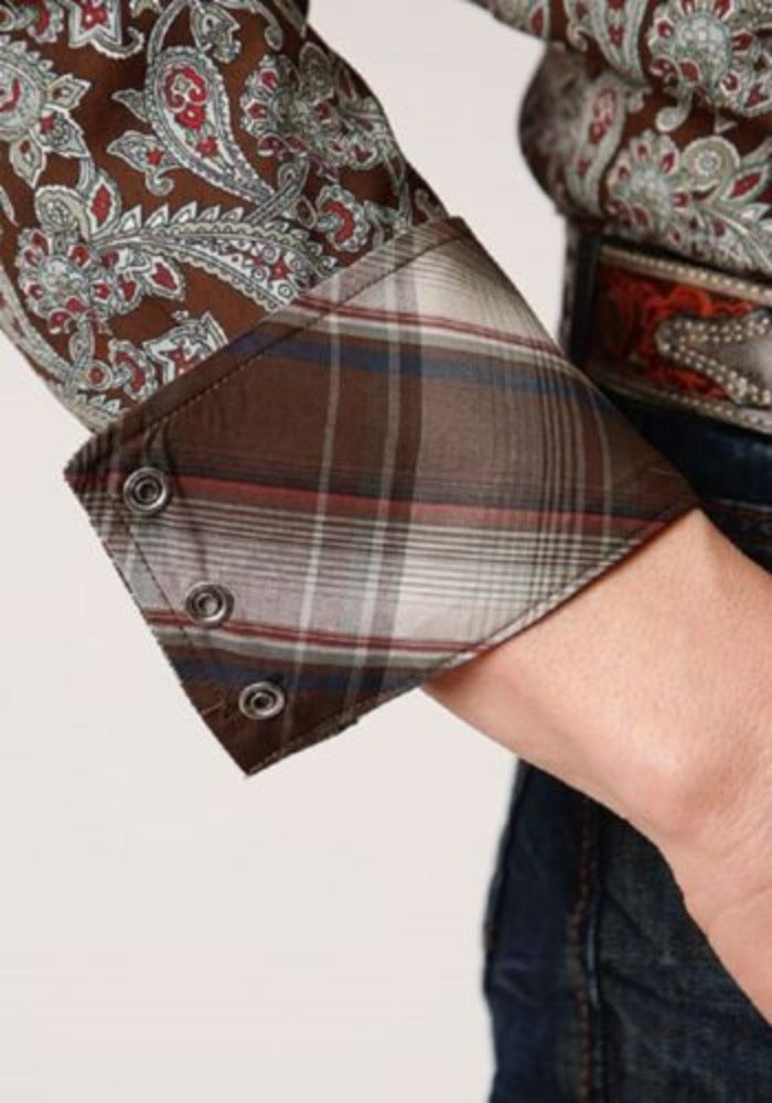 Men's Roper Brown & light blue PINE PAISLEY WESTERN SHIRT
