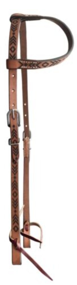 Argentina leather ONE EAR HEADSTALL w/ Stamped Southwest design