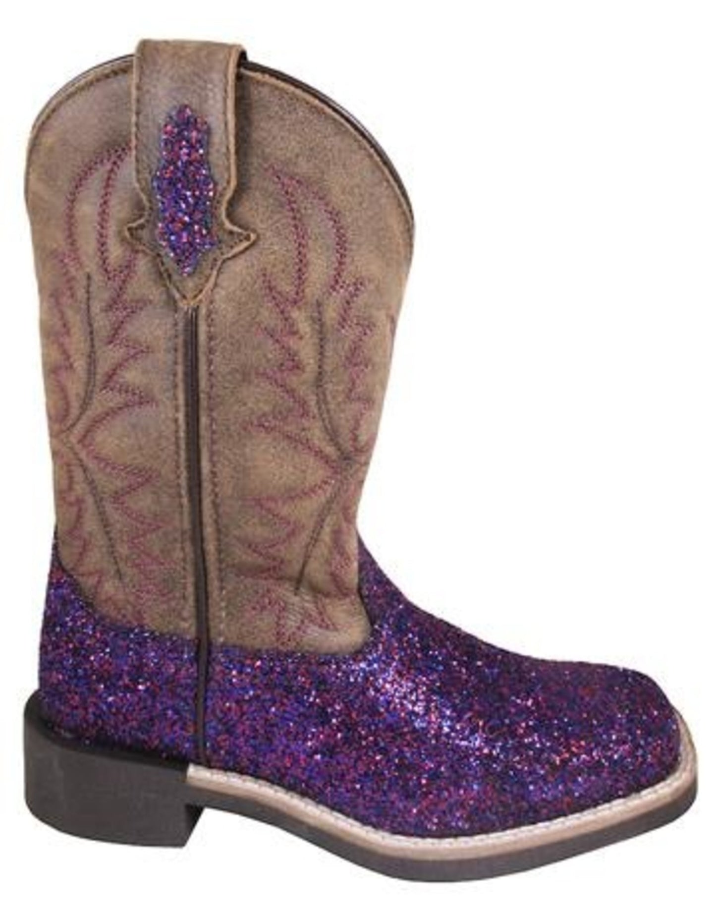 Girl's Smoky Mountain Brown & Purple Glitter Cowboy Boots