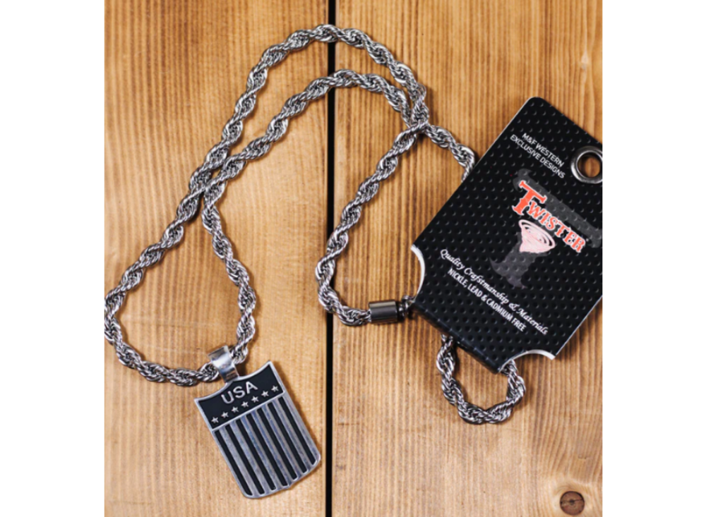Men's Twister USA Stars & Stripes Necklace w/ 24" Chain
