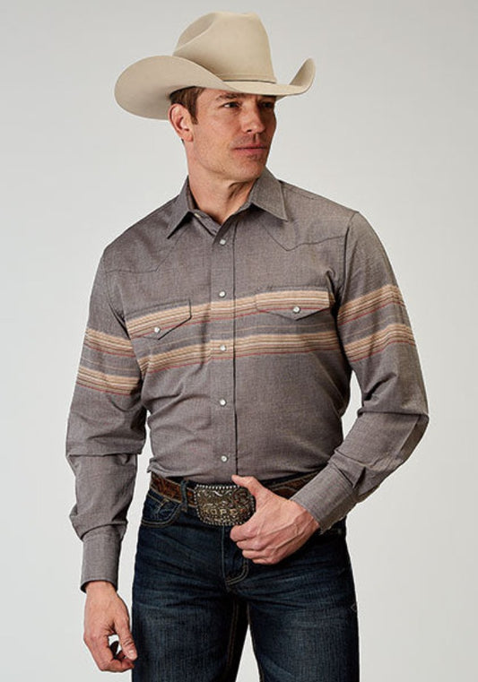 Men's Roper Border Stripe Western Shirt