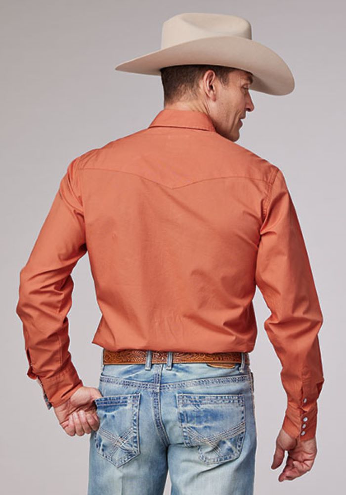 Men's Roper Orange Poplin Western Shirt