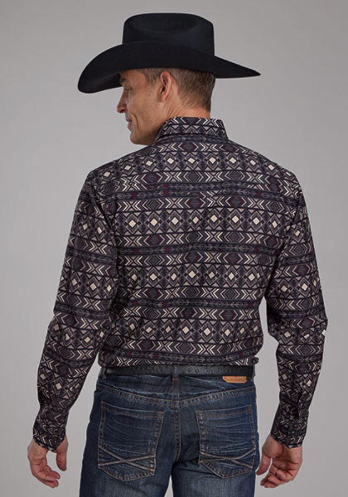 Men's Roper Grey Aztec Print Western Shirt