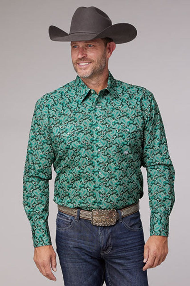 Men's Roper Jade Paisley Print Western Shirt