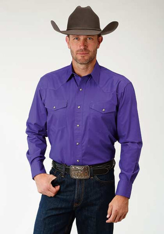 Men's Roper Purple Solid Poplin Shirt