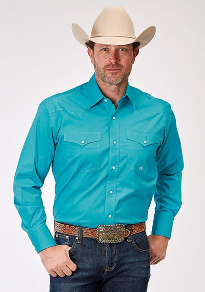 Men's Roper Solid Turquoise Western Shirt