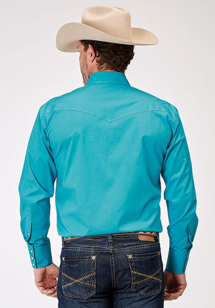 Men's Roper Solid Turquoise Western Shirt