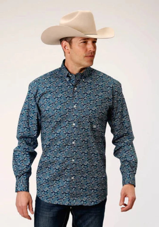 Roper Men's Purple & Teal Paisley Snap Up Western Shirt