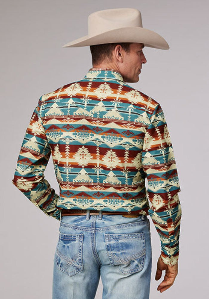 Men's Roper Horizontal Aztec Print Western Shirt