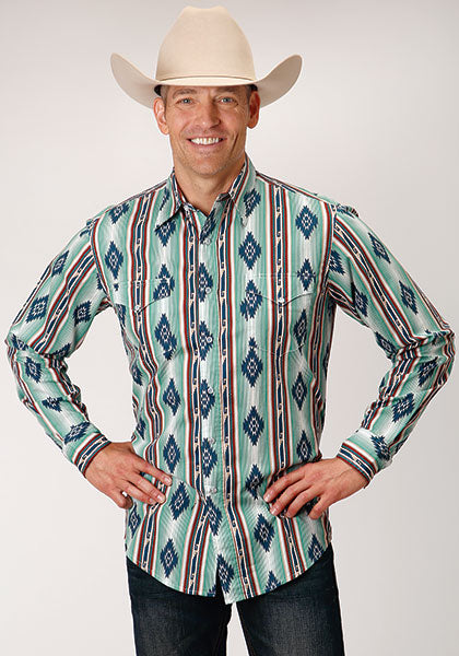 Men's Roper Verde Stripe Western Shirt w/ Snaps