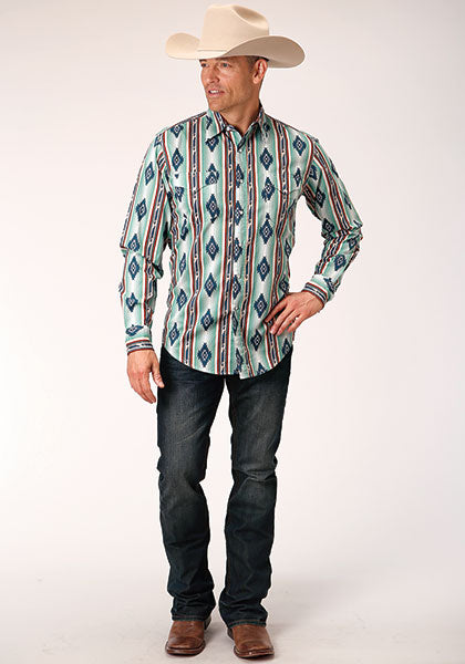 Men's Roper Verde Stripe Western Shirt w/ Snaps