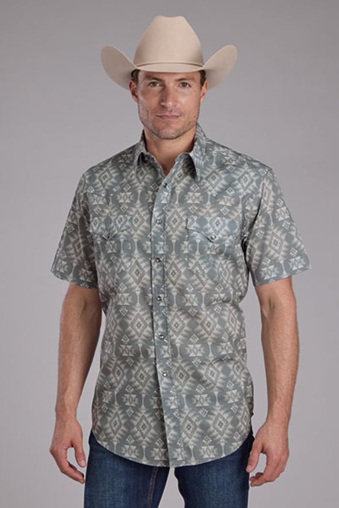 West Made Collection Men's SS Horizontal Aztec Print Shirt