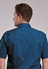 MENS ROPER SNAP SHORT SLEEVE SOLID STRETCH POPLIN - NAVY