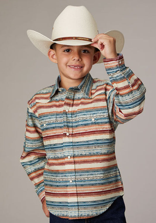 Boy's Roper Horizontal Aztec Print Western Shirt