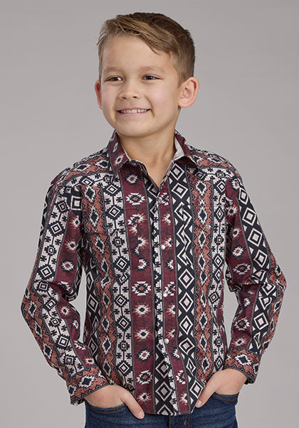 Roper Boys Vertical Winter Aztec Print Shirt