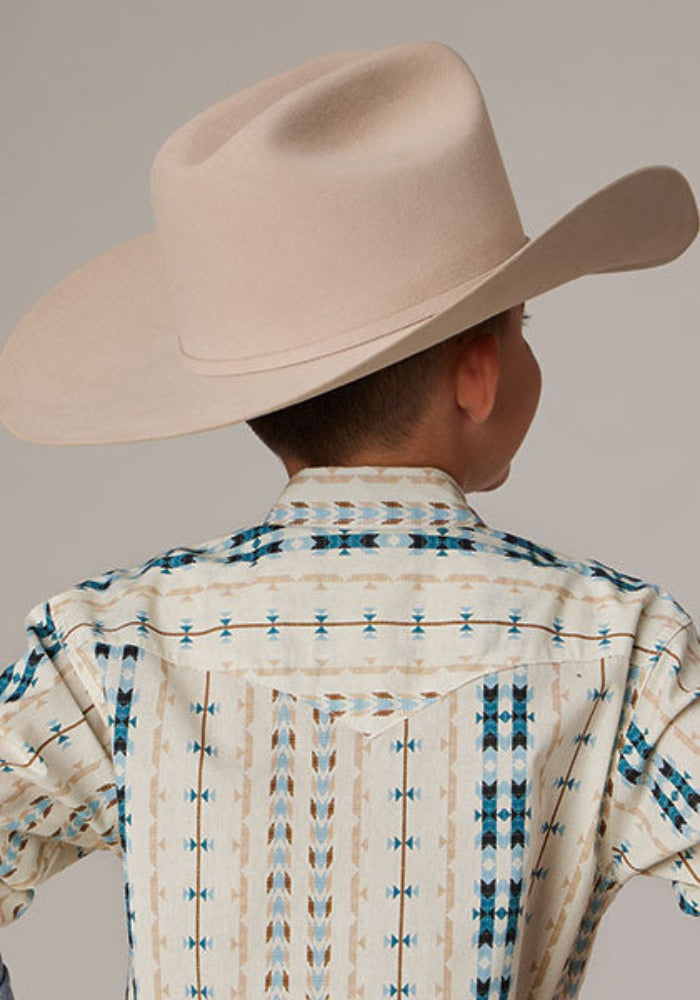 Boy's Roper Vertical Aztec Print Western Shirt